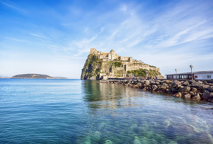 castle, Italy, Fort, coast, panorama, Europe, view, fortress