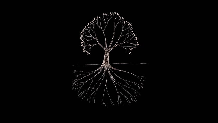 tree illustration, Gojira, minimalism, artwork, trees, simple background