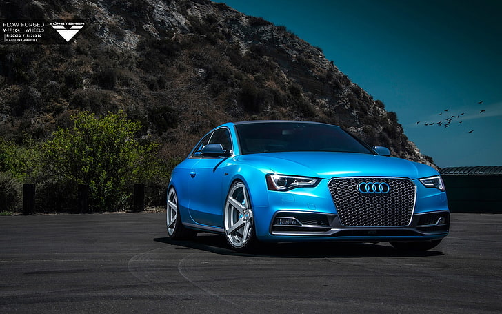 blue Audi coupe, Vorsteiner, Audi S5, mode of transportation, HD wallpaper
