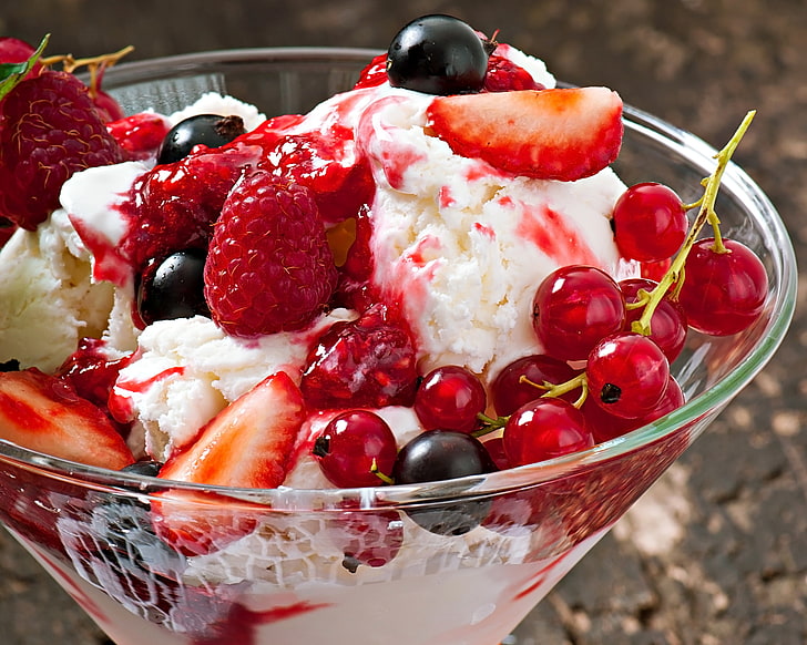clear parfait glass, photo, Strawberry, Sweets, Food, Raspberry, HD wallpaper