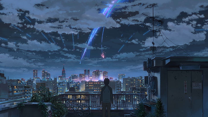 cloudy sky illustration, Makoto Shinkai, Kimi no Na Wa, anime