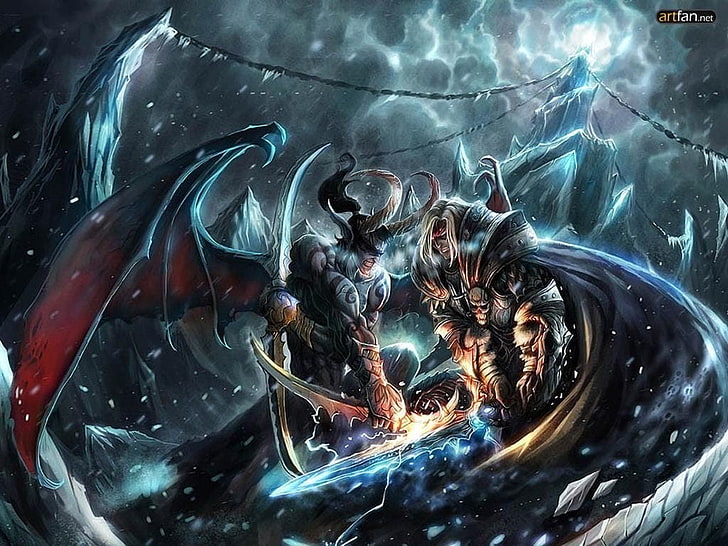 World of Warcraft wallpaper, fantasy art, Illidan, Lich King, HD wallpaper