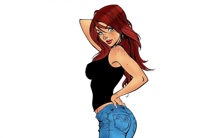 red-haired female cartoon character illustration, Mary Jane, redhead