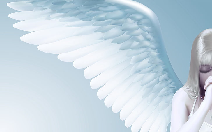 white wings illustration, angel, girl, light, healthcare And Medicine, HD wallpaper