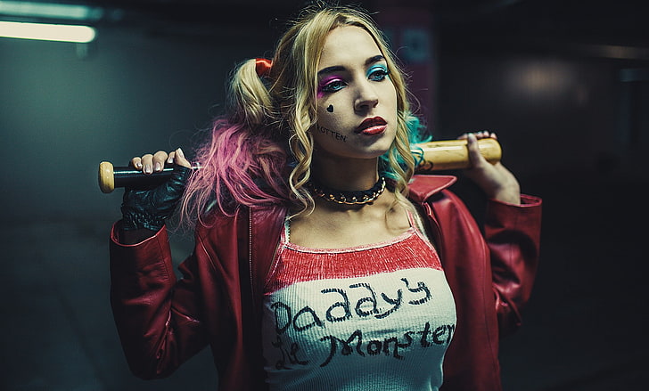 Harley Quinn, women, model, baseball bats, cosplay, one person