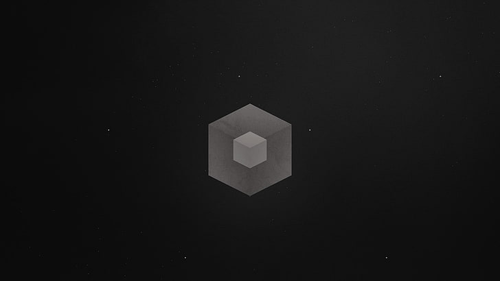 gray cube illustration, minimalism, simple, artwork, monochrome, HD wallpaper