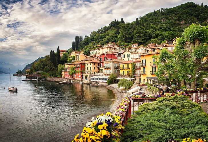 Towns, Varenna, Italy, Lake Como, Lombardy, HD wallpaper