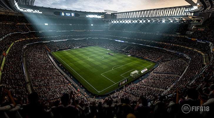 FIFA18 stadium illustration, FIFA 18, 2017, 4K, PlayStation 4, HD wallpaper