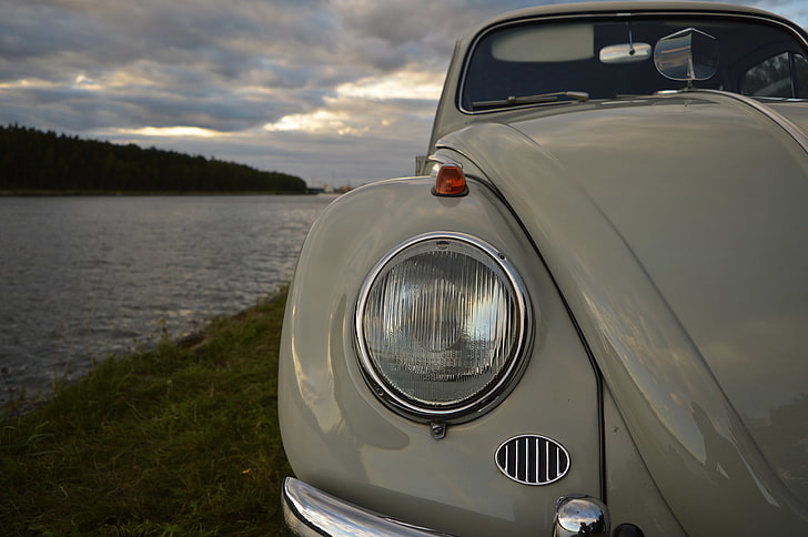 Volkswagen, Volkswagen Beetle, vintage, Headlights, old car, HD wallpaper