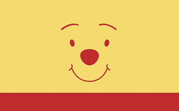 Winnie the Pooh illustration, MINIMALISM, SMILE, FACE, EYES, NOSE, HD wallpaper