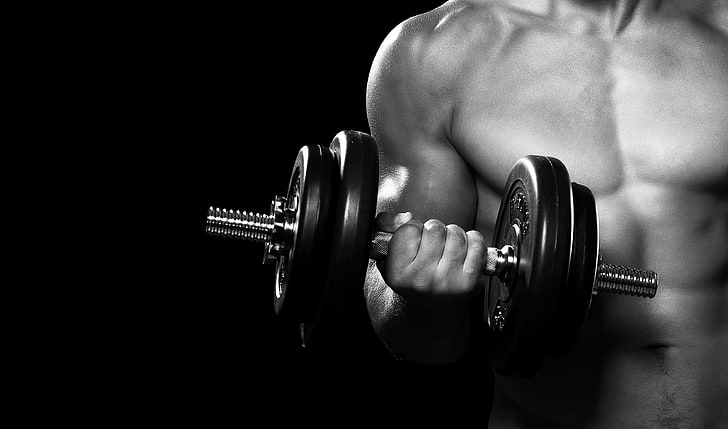 HD wallpaper: grayscale photo of man holding dumbbell wallpaper, fitness,  gym | Wallpaper Flare