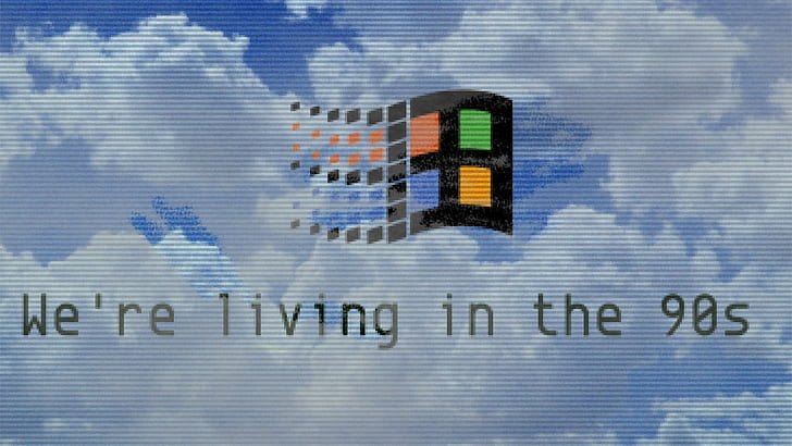 vaporwave, 1990s, Microsoft, Windows 95, Windows 98, clouds, HD wallpaper