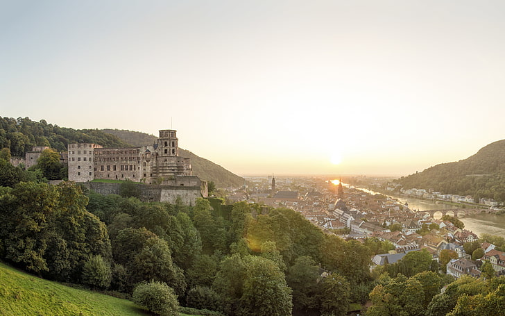 Heidelberg Sunset, castles, city, cityscape, germany, heidelberggermany, HD wallpaper
