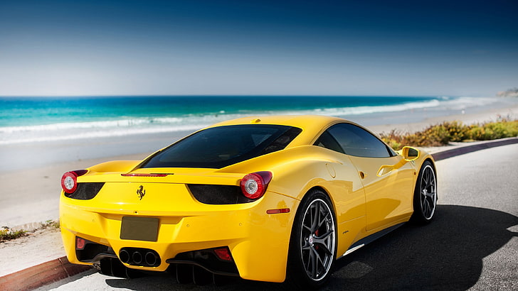 yellow Ferrari coupe, Ferrari 458, car, transportation, mode of transportation