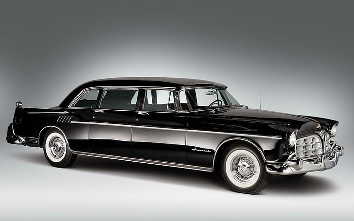 1956 Chrysler Imperial, black classic sedan, cars, 1920x1200, HD wallpaper