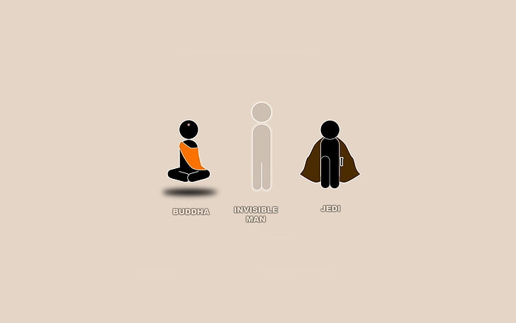 black and gray illustration, Jedi, minimalism, Buddha, vector