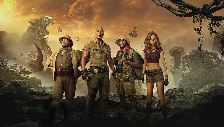 5K, Dwayne Johnson, Karen Gillan, Kevin Hart, Jumanji: Welcome to the Jungle, HD wallpaper