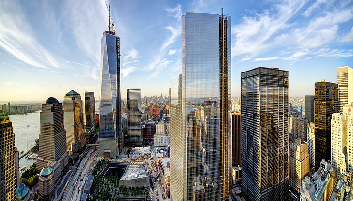 Freedom Tower, New York City, the sky, clouds, the city, building