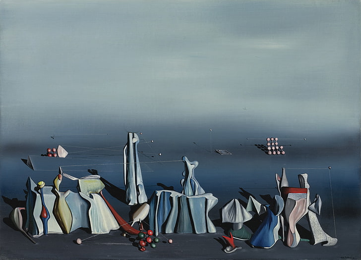 artwork, surreal, painting, abstract, geometry, Yves Tanguy