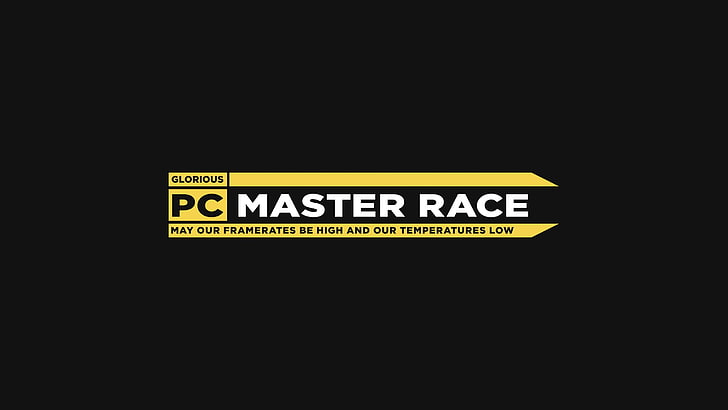 PC Master Race logo, PC gaming, text, minimalism, western script