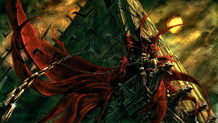 digital wallpaper of red and black dragon character, comics, Spawn