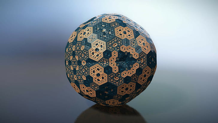 Fractal, Sphere, 3D, HD wallpaper