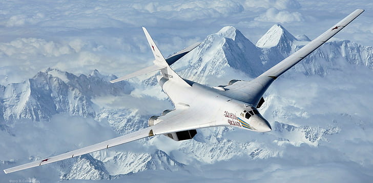 tupolev tu 160 russian air force strategic bomber, snow, flying