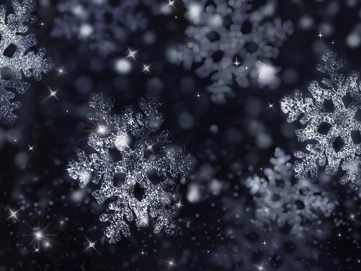 snowflakes HD wallpaper, dark, new year, christmas, winter, backgrounds
