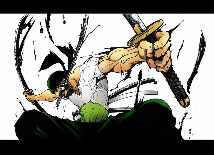 Roronoa Zoro wallpaper, One Piece, anime boys, sword, katana, HD wallpaper