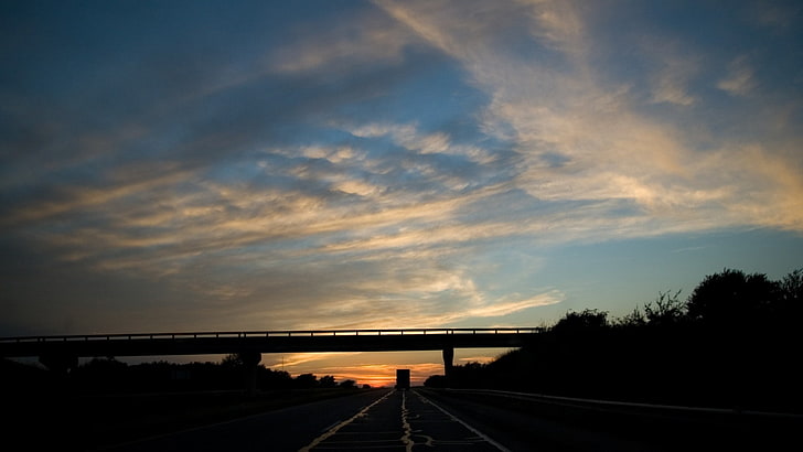 bridge, photography, road, evening, sunset, cloud - sky, transportation, HD wallpaper