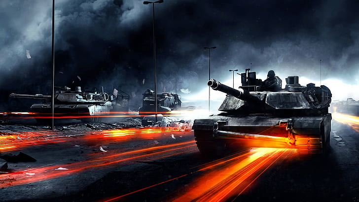 tank, Battlefield 3, M1-ABRAMS, video games, orange