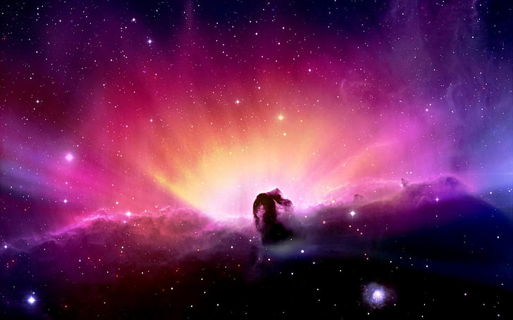 pink and purple galaxy, sky, spot, star, dark, night, colorful, HD wallpaper