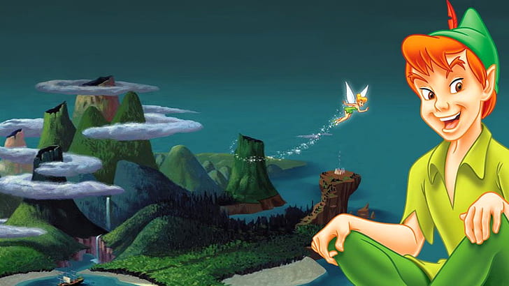 Peter Pan And Tinker Bell In Return To Pantoland Cartoon Walt Disney Hd Wallpaper For Mobile Phones And Laptops 1920×1080, HD wallpaper