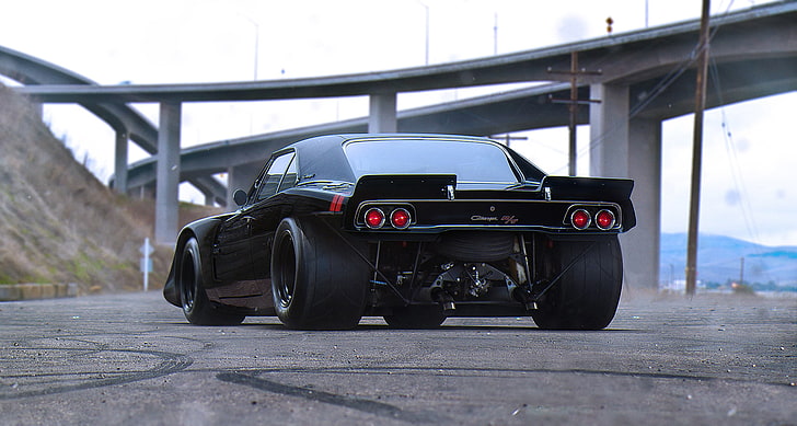 black coupe, Muscle, Dodge, Car, Charger, Tuning, Future, Drag, HD wallpaper