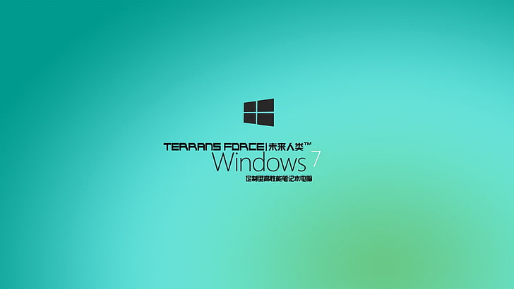 Windows 7 logo, Terrans Force, text, communication, western script