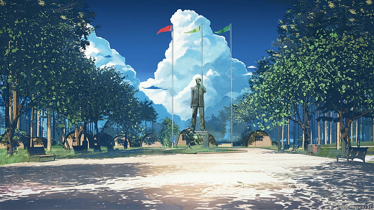 HD wallpaper: anime, landscape, ArseniXC, clouds, flag, bench, Everlasting  Summer | Wallpaper Flare