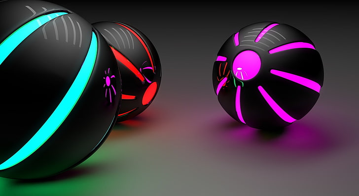 Luminic Spheres, Artistic, 3D, Colors, Balls, Luminous, multi colored