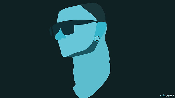 man with black sunglasses illustration, Skrillex, minimalism
