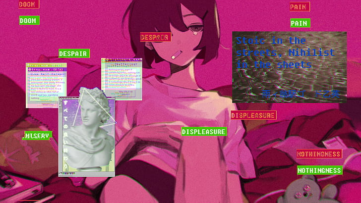 HD wallpaper: vaporwave, anime girls, philosophy, stoicism, nihilism |  Wallpaper Flare