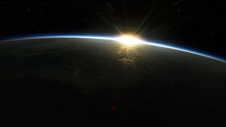 sunrise sun outer space world earth atmosphere 1920x1080  Space Planets HD Art, HD wallpaper
