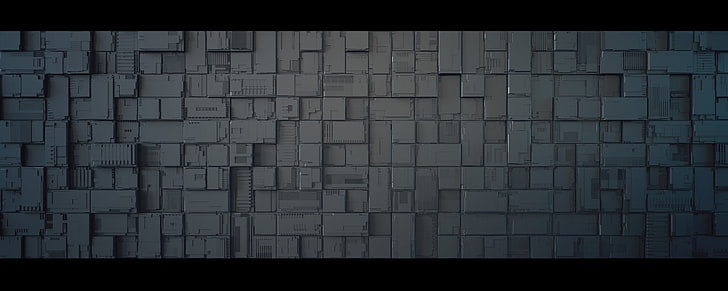 white and black concrete bricks, wall, backgrounds, full frame, HD wallpaper