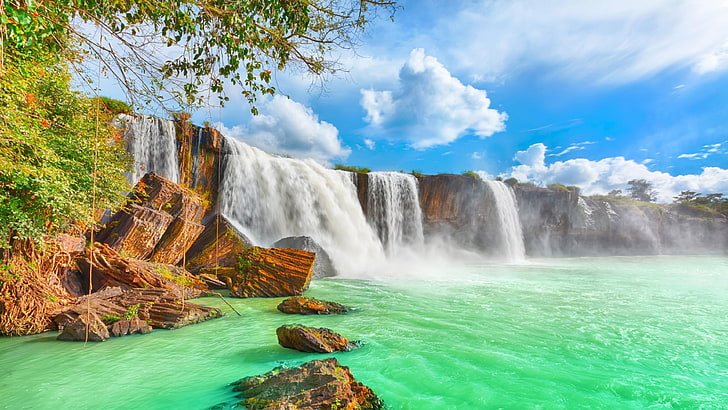 HD wallpaper: waterfall, river, dray nur waterfalls, vietnam, body of water  | Wallpaper Flare