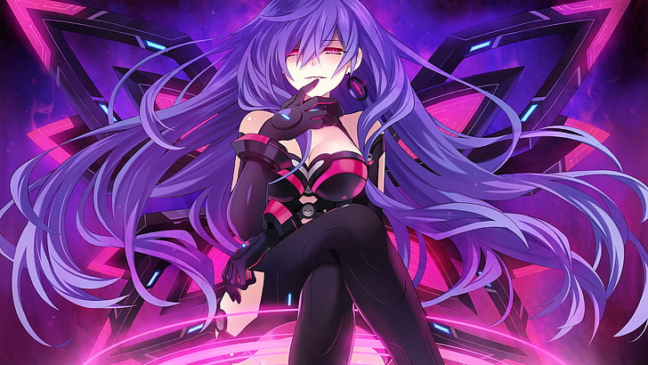 Hyperdimension Neptunia, Iris Heart, Tsunako, purple hair, one person
