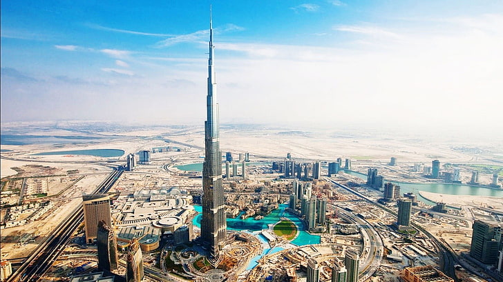 Burj Khalifa, Dubai, architecture, city, building exterior, built structure, HD wallpaper