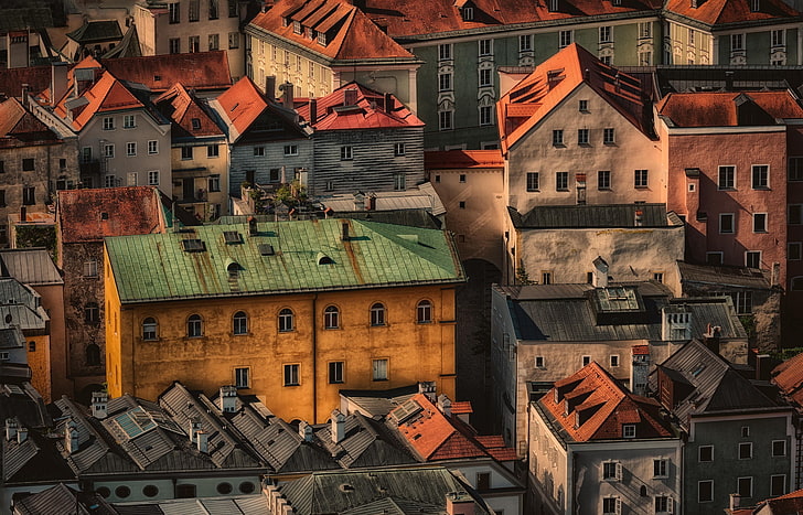 cityscape, aerial view, Bavaria, Passau, Germany, built structure