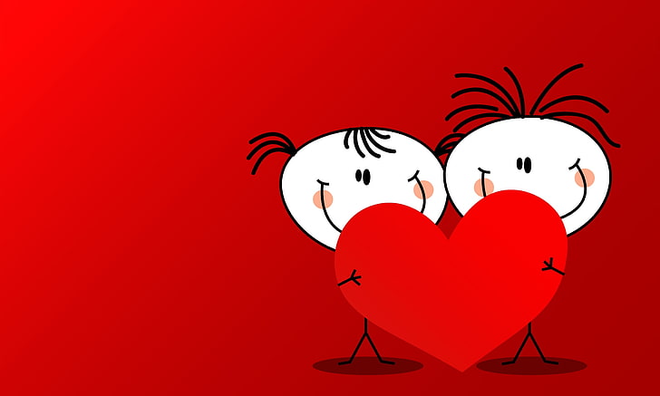 boy and girl holding heart wallpaper, men, Valentine's day, love, HD wallpaper