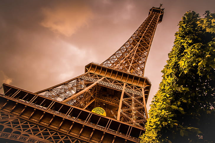 low angle photography Eiffel Tower, Paris, France, Leaning Tower