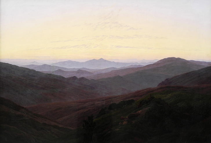 landscape, mountains, picture, Caspar David Friedrich, Riesengebirge, HD wallpaper