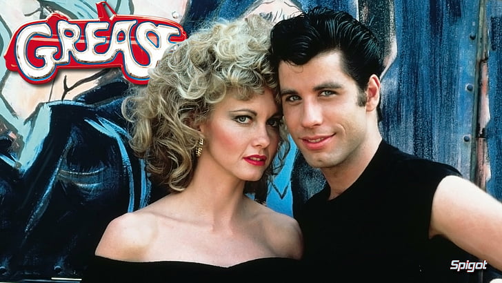 Movie, Grease, two people, portrait, young adult, headshot, HD wallpaper