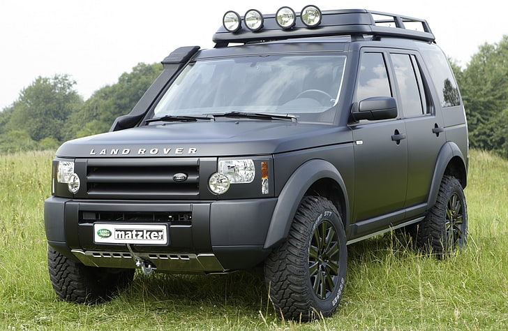 matte black Land Rover SUV, background, jeep, the front, Discovery 3, HD wallpaper